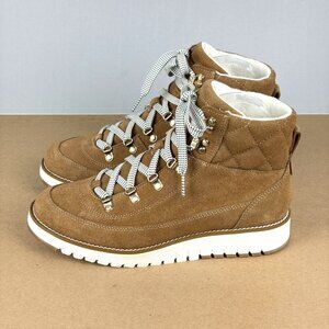Cole Haan Zerogrand Suede Hiker Boots Womens 7.5 Tan White Lace Up Comfort